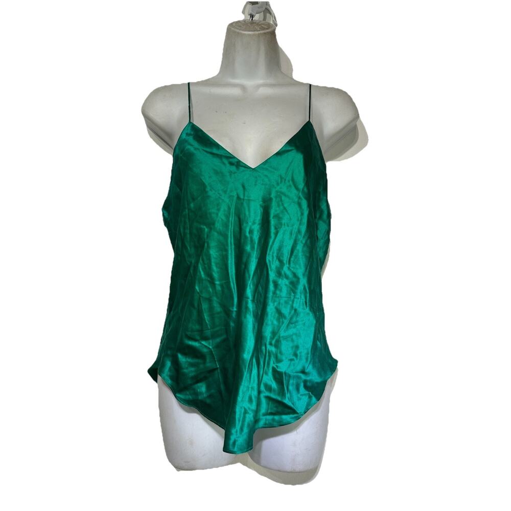 cassis 100% silk emerald green camisole tank top Size L